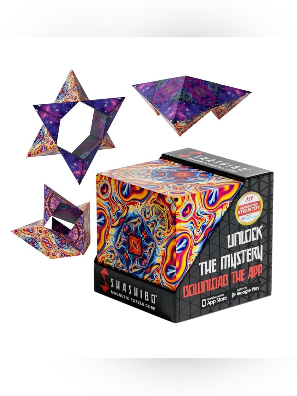 SHASHIBO Magnetic Puzzle Cube - Psychedelic Multicolor
